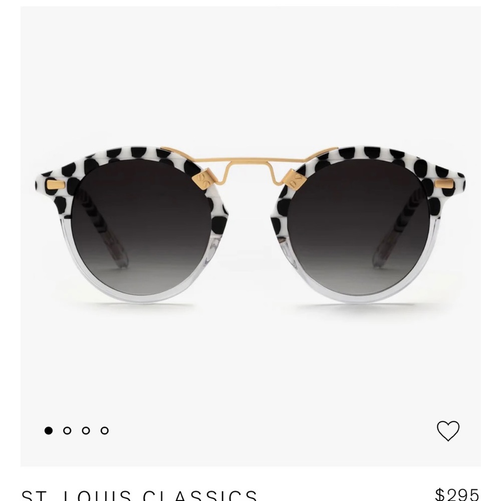 Krewe New Orleans Sunglasses, St. Louis Style, Black White Gold Round, Like New